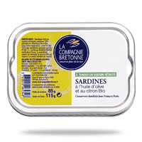 Sardines à l'huile d'olive et citron bio, hyposodée